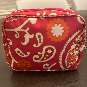 Vibrant Pink and Orange Patterned Cosmetic Bag